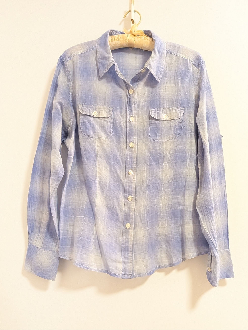 Riders By Lee Blue Plaid Cotton Button-Up Shirt